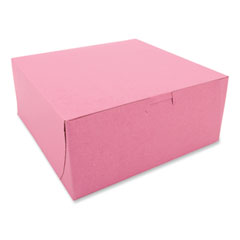 Southern Champion Tray Pink One-Piece Non-Window Bakery Box, 9 x 9 x 4, Pink, Paper, 200/Carton