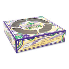 Southern Champion Tray Mardi Gras King Cake Window Boxes, 10 x 10 x 2.5, Green/Purple/White, Paper, 100/Carton