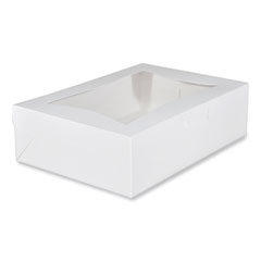 Southern Champion Tray White Window Bakery Boxes with Tuck-in Lid, 10 x 14 x 4, White, Paper, 100/Carton