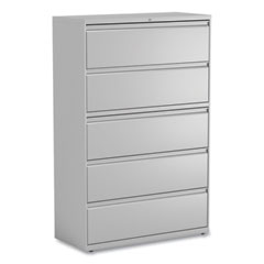 Alera Lateral File, 5 Legal/Letter/A4/A5-Size File Drawers, 1 Roll-Out Posting Shelf, Light Gray, 42
