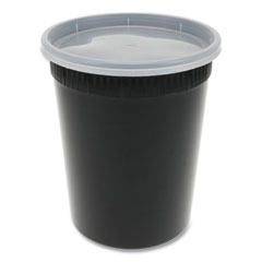 Pactiv Evergreen Corporation Newspring DELItainer Microwavable Container, 32 oz, 4.55 x 4.55 x 5.55, Black/Clear, Plastic, 240/Carton