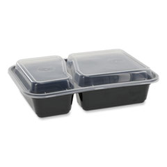 Pactiv Evergreen Corporation Newspring VERSAtainer Microwavable Containers, Rectangular, 2-Compartment, 30 oz, 6 x 8.5 x 2.5, Black/Clear, Plastic, 150/CT