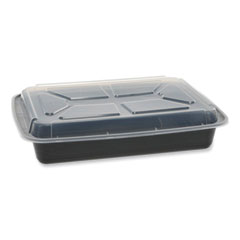Pactiv Evergreen Corporation Newspring VERSAtainer Microwavable Containers, Rectangular, 58 oz, 8.5 x 11.5 x 2.5, Black/Clear, Plastic, 150/Carton