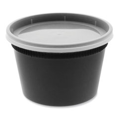 Pactiv Evergreen Corporation Newspring DELItainer Microwavable Container, 16 oz, 4.55 x 4.55 x 3.1, Black/Clear, Plastic, 240/Carton