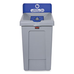 Rubbermaid Slim Jim Recycling Station 1-Stream, Mixed Recycling Station, 33 gal, Resin, Gray