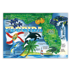 Hoffmaster Placemats, Florida Design, 10 x 14, 1,000/Carton