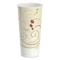Dart Double Sided Poly Paper Cold Cups, 24 Oz, Symphony Design, Tan/maroon/white, 50/sleeve, 20 Sleeves/carton