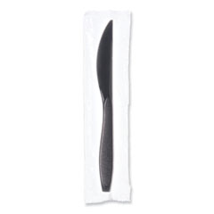 Dart Reliance Classic Plastic Cutlery, Medium Heavyweight, Knife, Individually Wrapped, Black, 1,000/carton