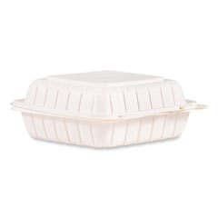 Dart Hinged Lid Containers, Single Compartment, 8.25 x 8 x 3, White, Plastic, 150/Carton