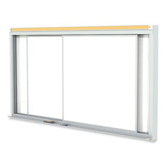 Ghent Manufacturing, Inc. Horizontal Sliding Porcelain Magnetic Whiteboard, 120 x 48, White Surface, Satin Aluminum Frame, Ships in 7-10 Business Days