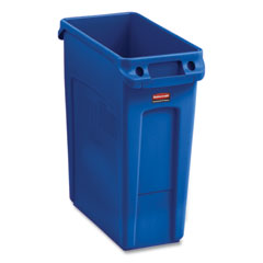 Rubbermaid Slim Jim Recycling Container, 16 gal, Plastic, Blue, 4/Carton