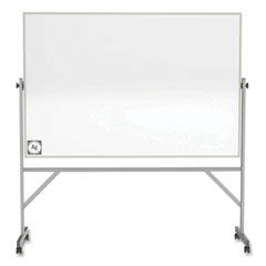 Ghent Manufacturing, Inc. Reversible Magnetic Hygienic Porcelain Whiteboard, Satin Aluminum Frame/Stand, 72 x 48, White Surface, Ships in 7-10 Bus Days