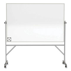 Ghent Manufacturing, Inc. Reversible Magnetic Hygienic Porcelain Whiteboard, Satin Aluminum Frame/Stand, 96 x 48, White Surface, Ships in 7-10 Bus Days