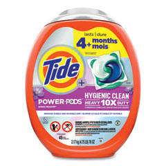 Procter & Gamble Hygienic Clean Heavy 10x Duty Power Pods, Fresh Meadow Scent, 76 oz Tub, 45 Pods, 4/Carton