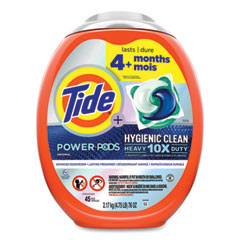 Procter & Gamble Hygienic Clean Heavy 10x Duty Power Pods, Original Scent, 76 oz Tub, 45 Pods, 4/Carton