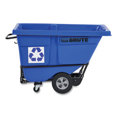 Rubbermaid BRUTE Rotomolded Recycling Tilt Truck, 101 gal, 850 lb Capacity, Plastic/Steel Frame, Blue