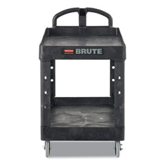 Rubbermaid BRUTE Heavy-Duty Utility Cart with Lipped Shelves, Plastic, 2 Shelves, 500 lb Capacity, 17.13