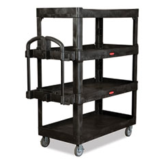 Rubbermaid BRUTE Heavy-Duty Ergo Utility Cart, Plastic, 4 Shelves, 700 lb Capacity, 24.35