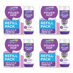 Procter & Gamble PowerMop Cleaning Solution and Pads Refill Pack, Lavender, 25.3 oz Bottle and 5 Pads per Pack, 4 Packs/Carton