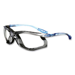 3M CCS Protective Eyewear with Foam Gasket, Blue Plastic Frame, Clear Polycarbonate Lens