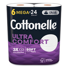 Kimberly Clark Ultra ComfortCare Toilet Paper, Soft Tissue, Mega Rolls, Septic Safe, 2-Ply, White, 284/Roll, 6 Rolls/Pack, 36 Rolls/Carton