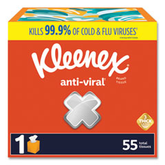 Kimberly Clark Anti-Viral Facial Tissue, 3-Ply, White, 55 Sheets/Box, 27 Boxes/Carton