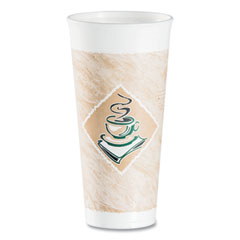 Dart Cafe G Foam Hot/cold Cups, 24 Oz, Brown/green/white, 20/bag, 25 Bags/carton