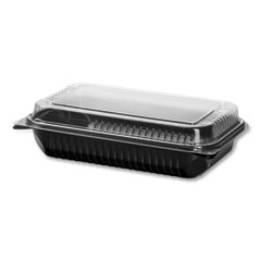 Dart Hinged-Lid Dinner Box, 64 oz, 11.5 x 8.1 x 3,  Black/Clear, Plastic, 100/Carton