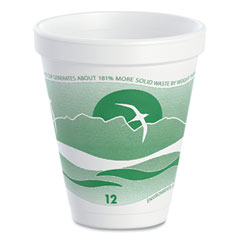 Dart Horizon Hot/cold Foam Drinking Cups, 12 Oz, Green/white, 25/bag, 40 Bags/carton