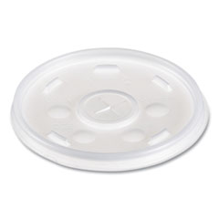 Dart Plastic Lids for Foam Cups, Bowls and Containers, Flat with Straw Slot, Fits 6-14 oz, Translucent, 100/Pack, 10 Packs/Carton