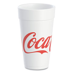 Dart Coca-Cola Foam Cups, Foam, 20 Oz, White/red, 25/bag, 20 Bags/carton