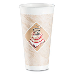 Dart Cafe G Foam Hot/cold Cups, 20 Oz, Brown/red/white, 20/pack