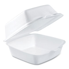 Dart Foam Hinged Lid Containers, 5.38 X 5.5 X 2.88, White, 500/carton