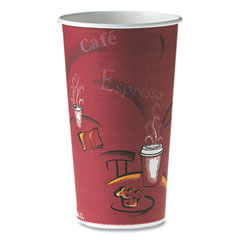 Dart Single-Sided Poly Paper Hot Cups, 20 oz, Bistro Design, 600/Carton