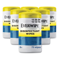 Essity Disinfectant Wipes, 1-Ply, 7 x 7, Lemon, White, 75/Canister, 6 Canisters/Carton