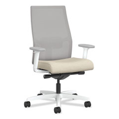 Hon Company Ignition 2.0 4-Way Stretch Mid-Back Task Chair, White Adjustable Lumbar Support, Biscotti/Fog/White, Ships in 7-10 Bus Days
