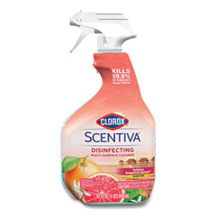 Clorox Scentiva Multi Surface Cleaner, Tahitian Grapefruit Splash, 32 oz Spray Bottle, 9/Carton