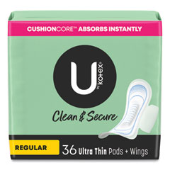 Kimberly Clark U by Kotex Security Regular Ultrathin Pad with Wings, Unscented, 36/Pack