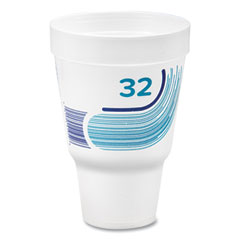 Dart Breeze Hot/Cold Insulated Foam Drinking Cups, Squat Pedestal Cup, 32 oz, Teal/White/Blue, 500/Carton
