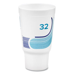 Dart Breeze Hot/Cold Insulated Foam Drinking Cups, Pedestal Cup, 32 oz, Teal/White/Blue, 400/Carton