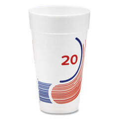 Dart Breeze Hot/Cold Insulated Foam Drinking Cups, 20 oz, Red/White/Blue, 500/Carton