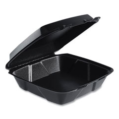 Dart Insulated Foam Hinged Lid Containers, 9.01 x 9.4 x 3.1, Black, 200/Carton