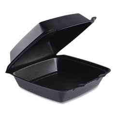 Dart Insulated Foam Hinged Lid Containers, 7.96 x 8.36 x 3.2, Black, 200/Carton