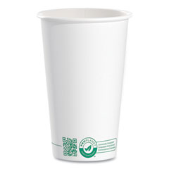 Dart Compostable Paper Hot Cups, ProPlanet Seal, 16 oz, White/Green, 1,000/Carton