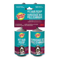 3M Pet Hair Pickup Lint Roller, 70 Sheets/Roller, 2/Pack