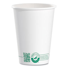 Dart Compostable Paper Hot Cups, ProPlanet Seal, 12 oz, White/Green, 50/Pack