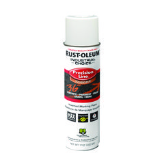 Rust-Oleum Industrial Choice M1600 System Solvent-Based Precision Line Marking Paint, Flat White, 17 oz Aerosol Can, 12/Carton