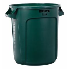 Rubbermaid Vented Round Brute Container, 10 gal, Plastic, Dark Green