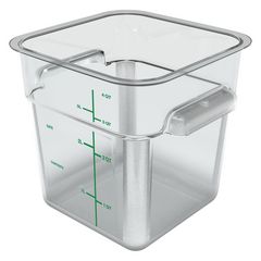 CFS Brands Squares Polycarbonate Food Storage Container, 4 qt, 7.13 x 7.13 x 7.29, Clear, Plastic