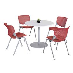 KFI Studios Pedestal Table with Four Coral Kool Series Chairs, Round, 36